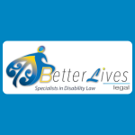 Better Lives Legal logo with a blue and gold stylised figure beside gold and blue text reading “Better Lives legal,” with smaller text underneath reading “Specialists in Disability Law.”