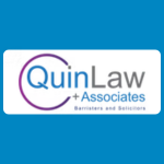 QuinLaw + Associates logo with a purple circular swoosh around blue text reading “QuinLaw + Associates” on a white background.