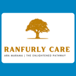 Ranfurly Care logo with a gold-brown tree above the words “Ranfurly Care” and the tagline “Ara Marama | The Enlightened Pathway” on a white background.