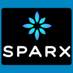 SPARX logo with a blue-green flower-like symbol above the word “SPARX” in white capitals on a black square.