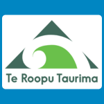 Te Roopu Taurima logo with a green curved koru shape and dark green triangular form above the words “Te Roopu Taurima” on a white background.