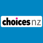 Choices NZ logo, featuring “choices” in bold black lowercase lettering followed by “NZ” in grey, on a white background.