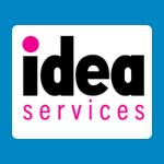 IDEA Services logo with bold black lowercase letters spelling “idea” with a pink dot above the “i,” and the word “services” in pink below on a white background.