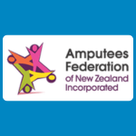 Amputees Federation of New Zealand Incorporated logo featuring four colourful abstract human figures beside the organisation’s name on a white background.