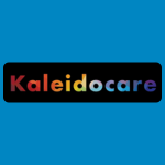 Kaleidocare logo, with the organisation’s name in multicoloured lettering ranging from red and orange to purple and blue, on a black background.