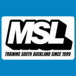 MSL Training logo with large bold white letters outlined in black reading “MSL,” and smaller black text underneath reading “TRAINING SOUTH AUCKLAND SINCE 1999” on a white background.