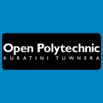 Open Polytechnic logo with white text reading “Open Polytechnic” and smaller text “KURATINI TUWHERA” on a black background.