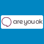 Are You OK logo with a speech bubble outline in dark red beside lowercase text reading “are you ok” on a white background.