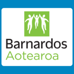 Barnardos Aotearoa logo with a green square containing three white human figures above black and green text reading “Barnardos Aotearoa” on a white background.