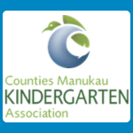 Counties Manukau Kindergarten Association logo with a blue and green circular motif and small bird above green text reading “Counties Manukau KINDERGARTEN Association” on a white background.