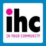 IHC logo, featuring the lowercase letters “ihc” in black with a pink dot above the “i” and the words “In Your Community” in pink underneath, on a white background.