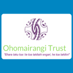 Ohomairangi Trust logo with a purple circular koru-style design above green and purple text reading “Ohomairangi Trust,” with smaller purple text underneath on a white background.