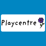 Playcentre logo with black handwritten-style text reading “Playcentre” and a small purple flower with a green stem on a white background.