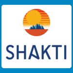 Shakti logo with an orange sun above blue mountains and blue text reading “SHAKTI” on a white background.