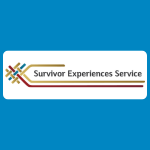Survivor Experiences Service logo with a small multicoloured woven motif beside text reading “Survivor Experiences Service” on a white background.