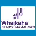 Whaikaha logo with a purple stylised woven or branching motif above purple text reading “Whaikaha” and smaller text reading “Ministry of Disabled People” on a white background.
