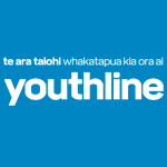 Youthline logo with small white te reo Māori text above large white text reading “youthline” on a blue background.
