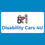 Disability Cars 4 U logo with a small wheelchair user and companion icon above blue text reading “Disability Cars 4 U” on a white background.