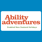 Ability Adventures logo with orange text and the tagline “Enabled New Zealand Holidays” below.
