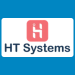 HT Systems logo with a coral square containing a white transfer-seat icon above dark blue text reading “HT Systems” on a white background.