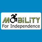 Mobility for Independence logo with a black wheelchair-user silhouette above green and black text reading “MOBILITY,” and smaller black text reading “For Independence,” on a white background.