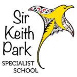 Sir Keith Park Specialist School logo with a large yellow bird featuring Māori-inspired patterning, beside the words “Sir Keith Park Specialist School” in black on a white background.