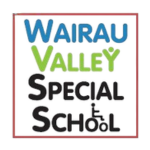 Wairau Valley Special School logo with stacked multicoloured text reading “WAIRAU VALLEY Special School” inside a thin red border on a white background.