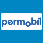 Permobil logo with blue lowercase text reading “permobil” on a white background.