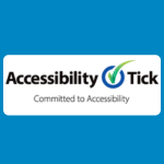 Accessibility Tick logo with black lettering, a blue-and-green tick symbol, and the words “Committed to Accessibility” on a white background.