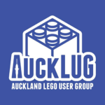 Auckland LEGO User Group logo featuring a stylised LEGO brick inside a geometric outline above bold “AuckLUG” lettering and the group’s full name on a white background.