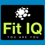 Fit IQ logo with a white circular cluster symbol above bright lime-green lettering and the words “YOU ARE YOU” on a black background.
