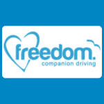 Freedom Companion Driving logo with light-blue lettering inside a heart-shaped outline, with smaller “companion driving” text on a white background.