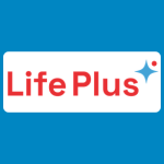 Life Plus logo, with the organisation’s name in red lettering and a red-and-blue four-pointed sparkle beside it, on a white background.