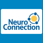 Neuro Connection logo, featuring the organisation’s name in blue beside a circular network design made from blue and yellow dots and curved lines, on a white background.