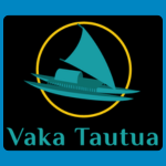 Vaka Tautua logo, featuring a stylised teal sailing vaka inside a yellow circle, above the organisation’s name in teal lettering on a black background.