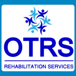 OTRS Rehabilitation Services logo, with blue and teal stylised human figures in a circular pattern above large blue “OTRS” text and the words “Rehabilitation Services” underneath on a white background.